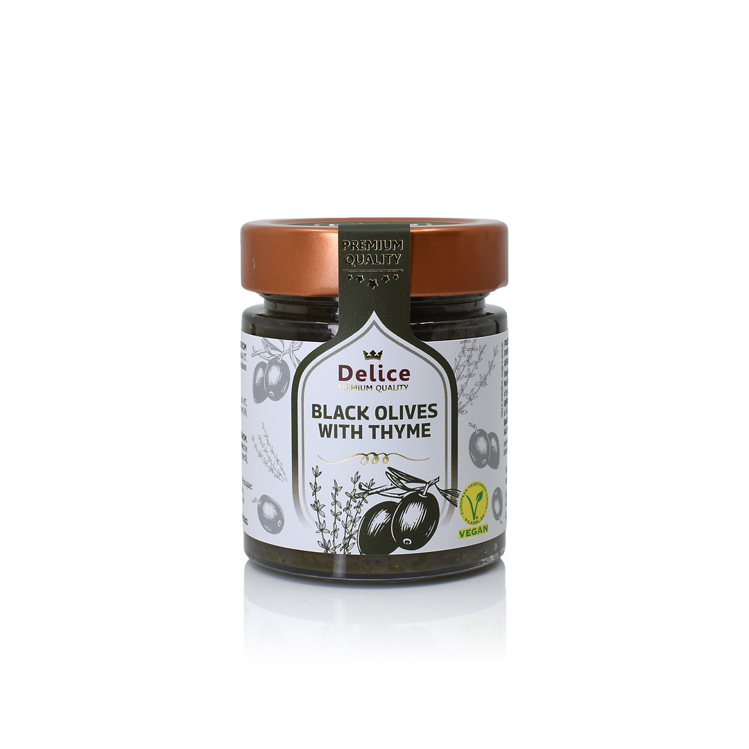 Črne olive in materina dušica